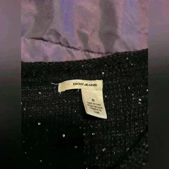 Black DKNY sweater glitter knit size medium - Picture 2 of 4